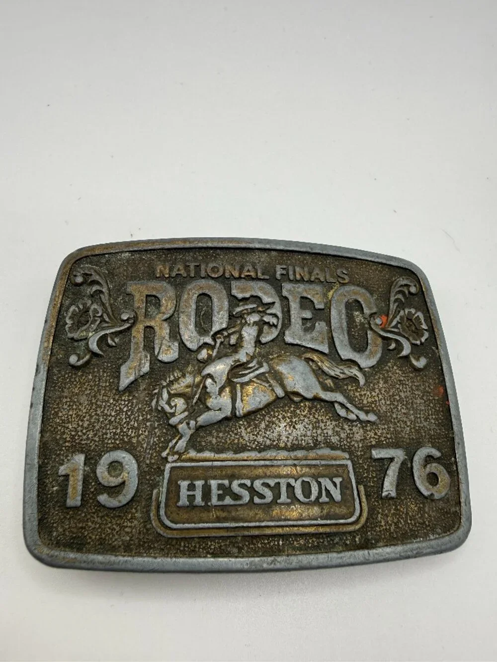 Vintage 1976 Hesston National Finals Rodeo Belt Buckle
